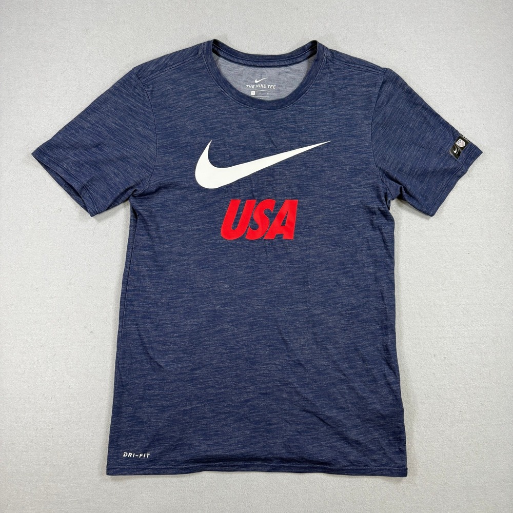 Nike T-Shirt Women's Small Blue Dri-Fit USA Soccer Football Graphic Athletic